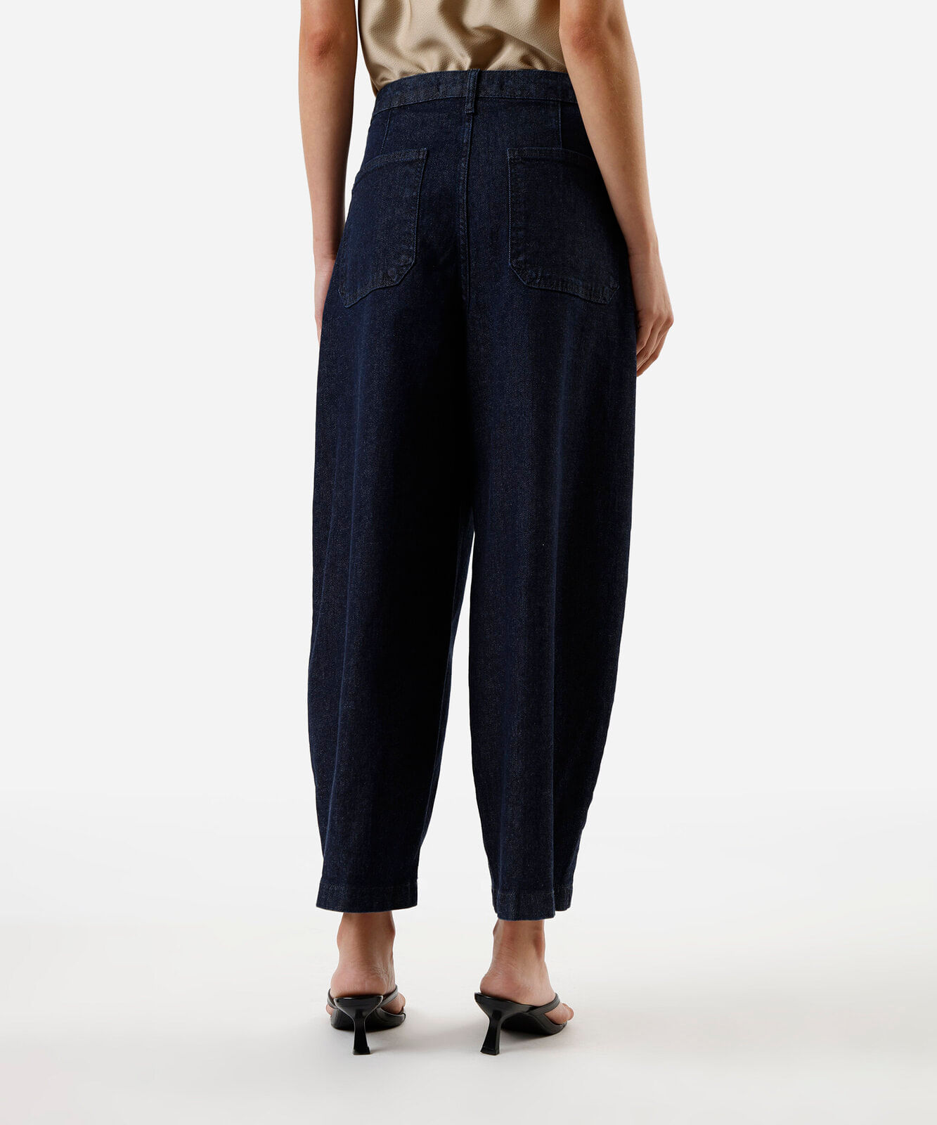 calça baggy feminina jeans com pregas azul