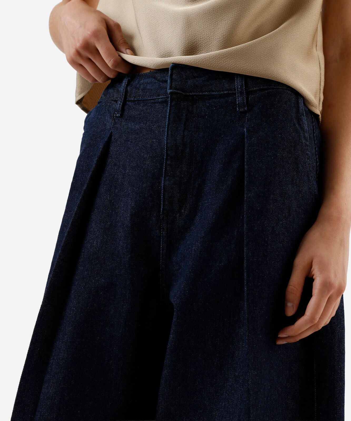 calça baggy feminina jeans com pregas azul