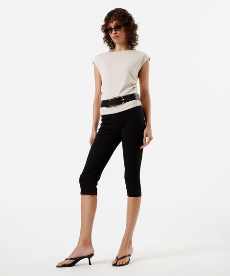 calça capri feminina com viscose preta