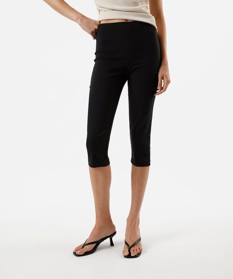 calça capri feminina com viscose preta