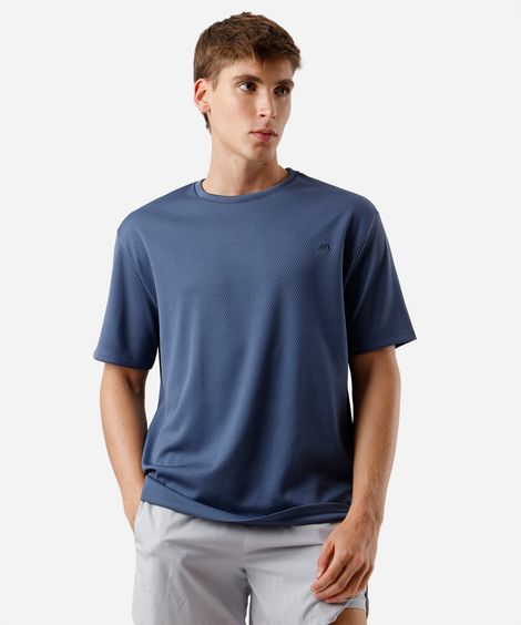 camiseta esportiva masculina texturizada azul