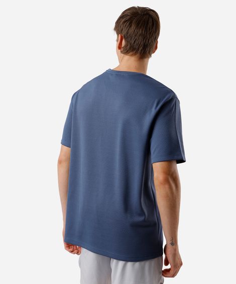 camiseta esportiva masculina texturizada azul
