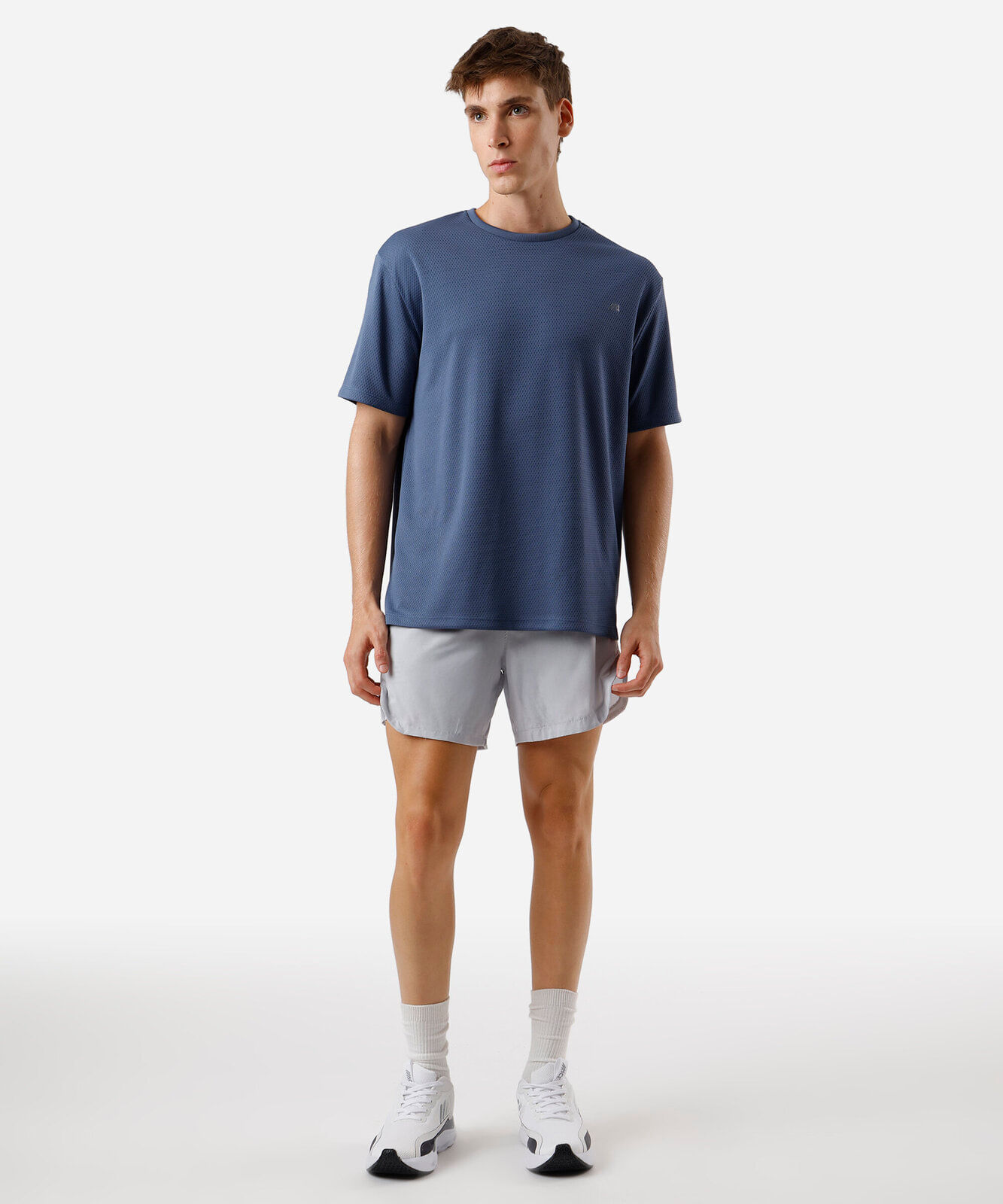 camiseta esportiva masculina texturizada azul