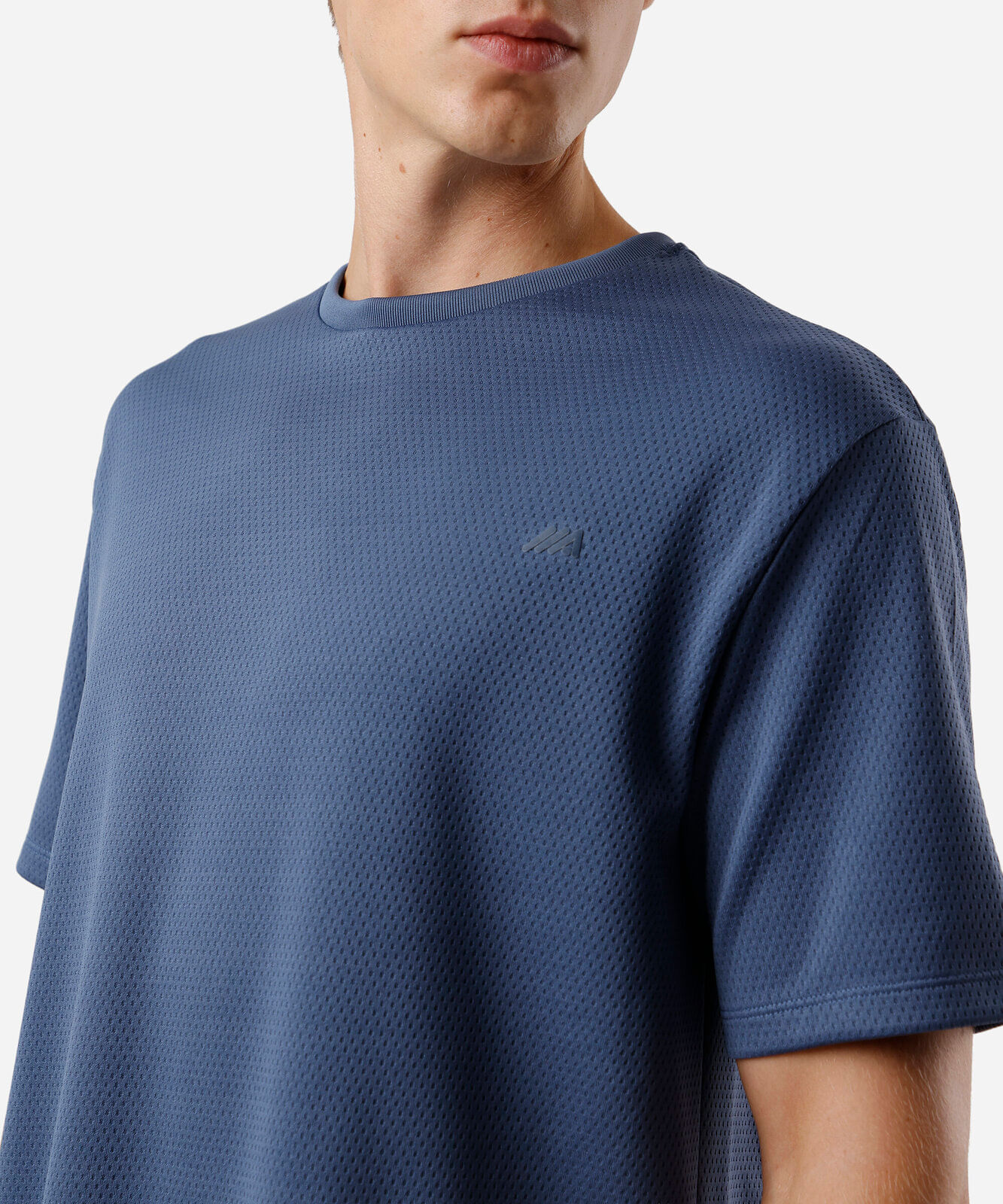camiseta esportiva masculina texturizada azul