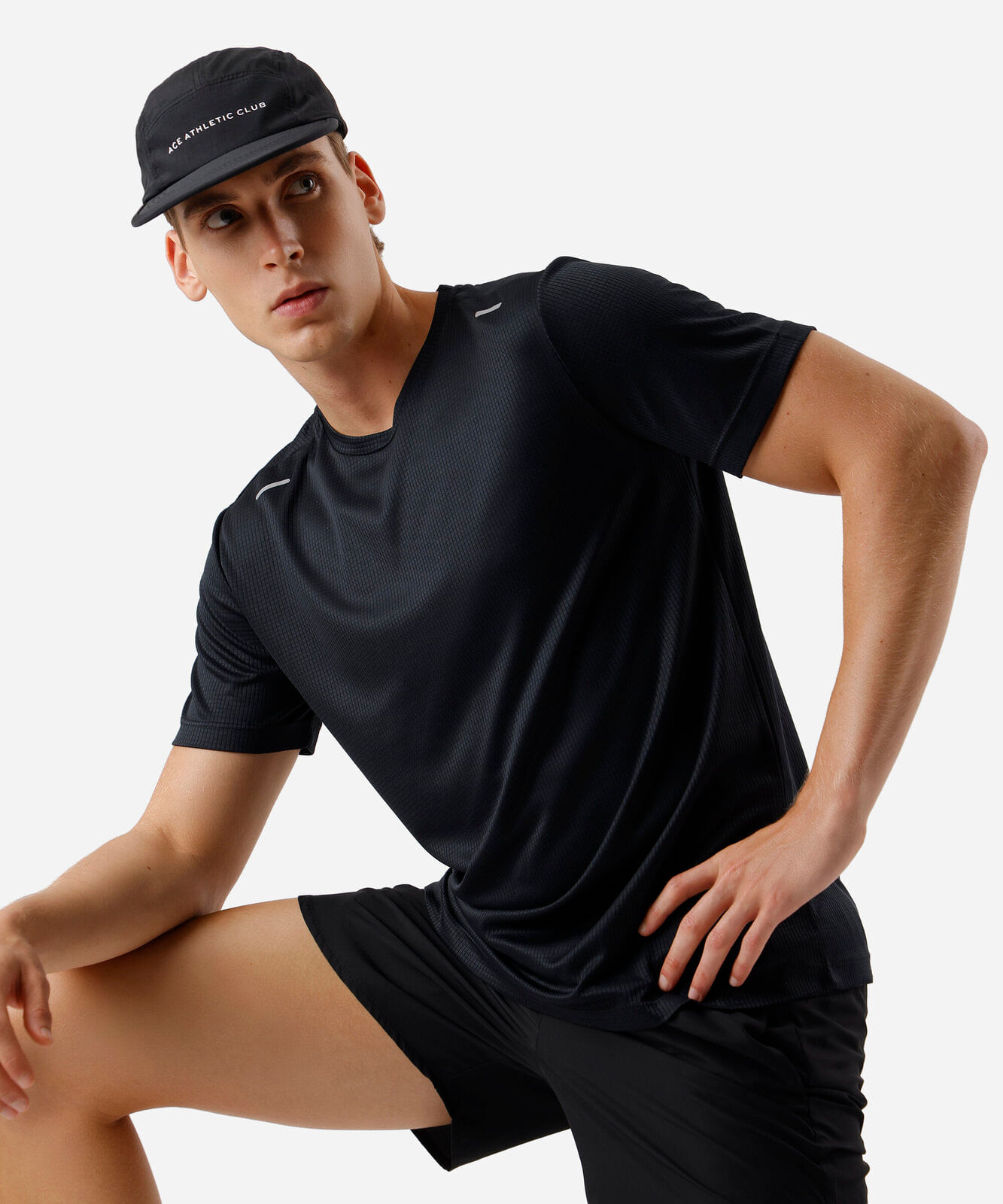 camiseta esportiva masculina run texturizada preto