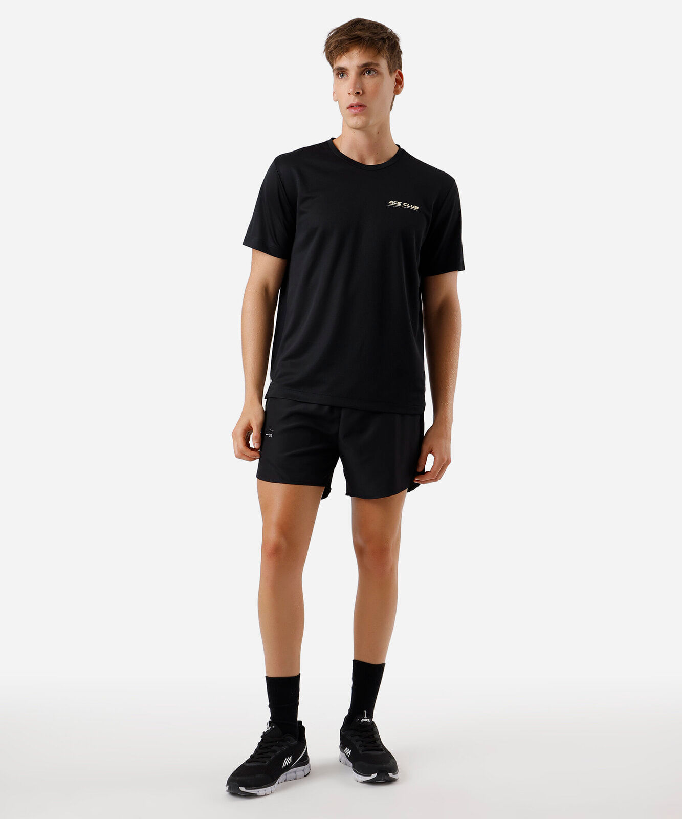 camiseta masculina esportiva ace estampa refletiva preta