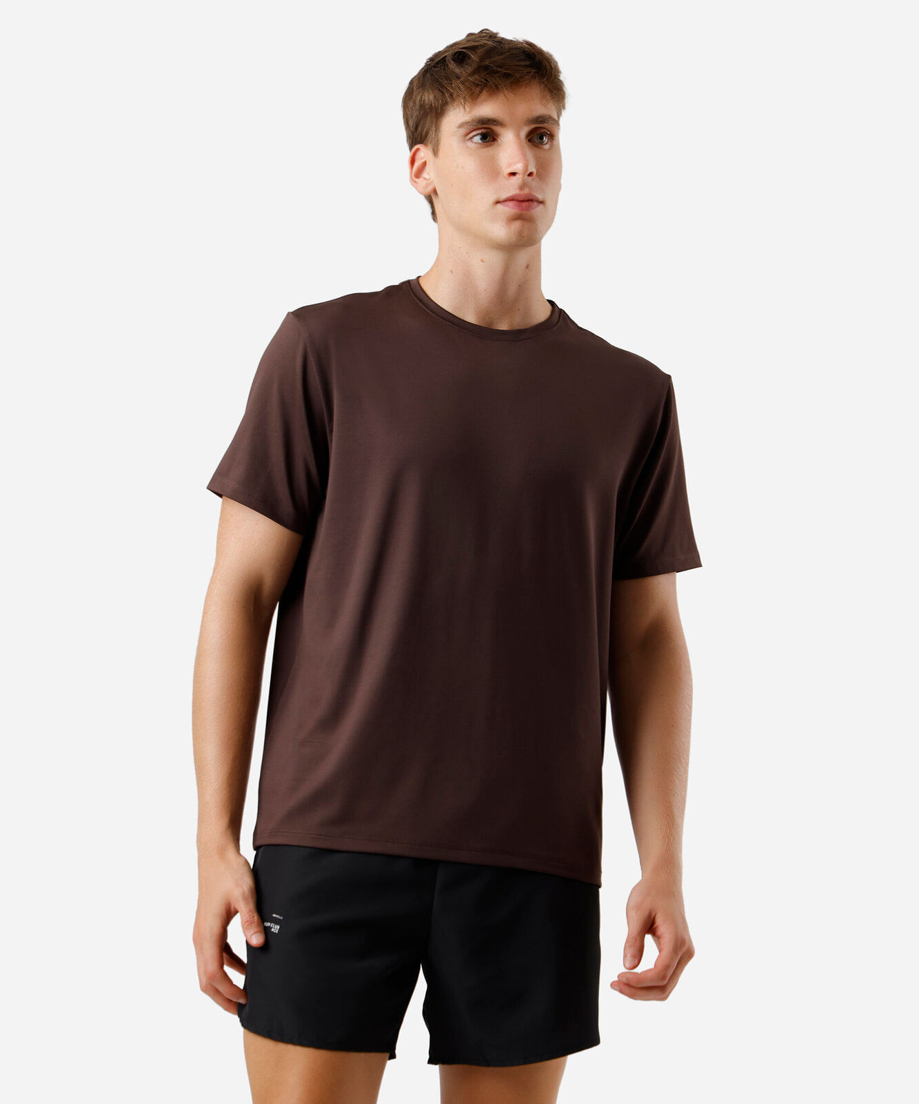 camiseta esportiva masculina manga curta marrom