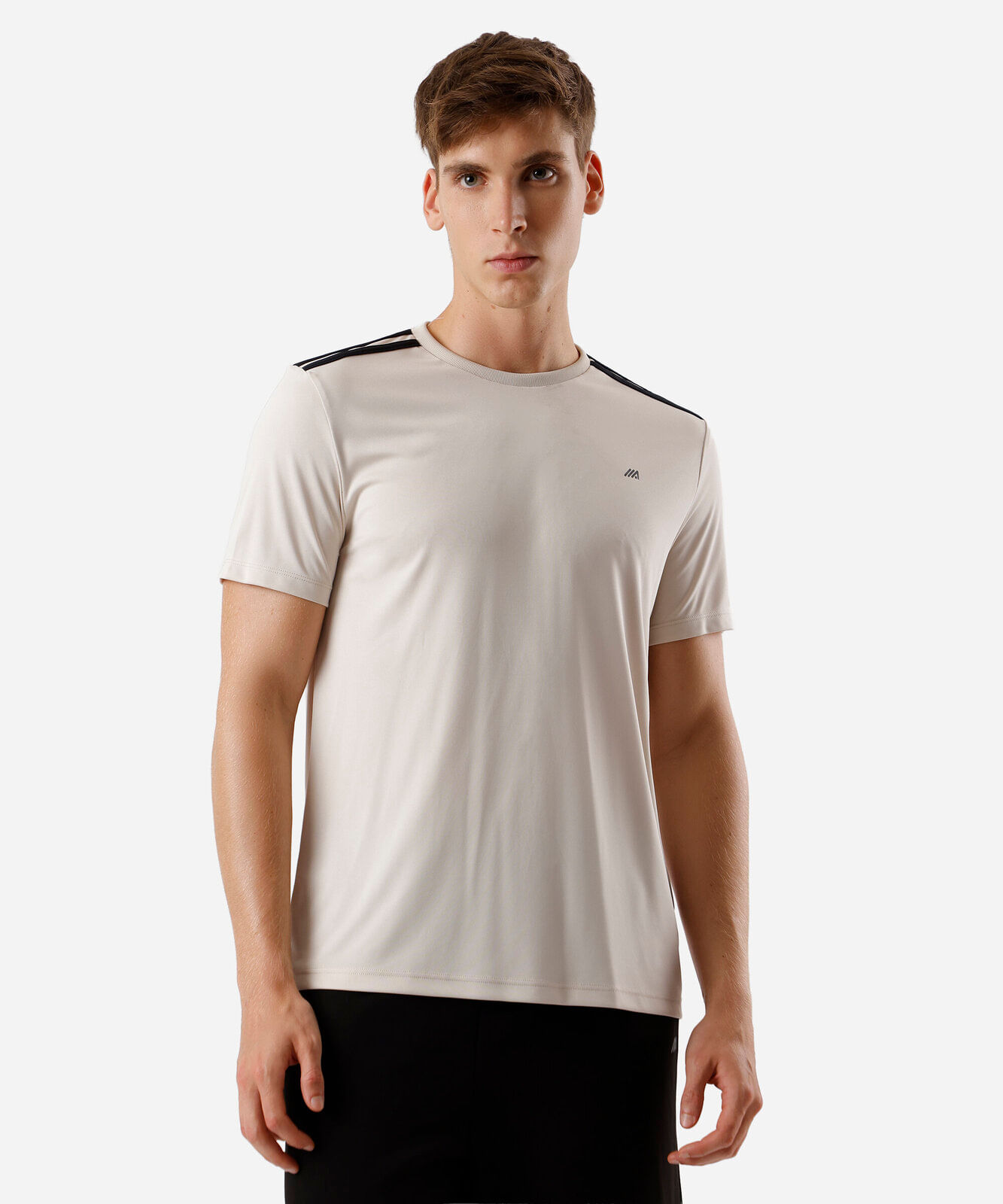 camiseta masculina com listras ace bege