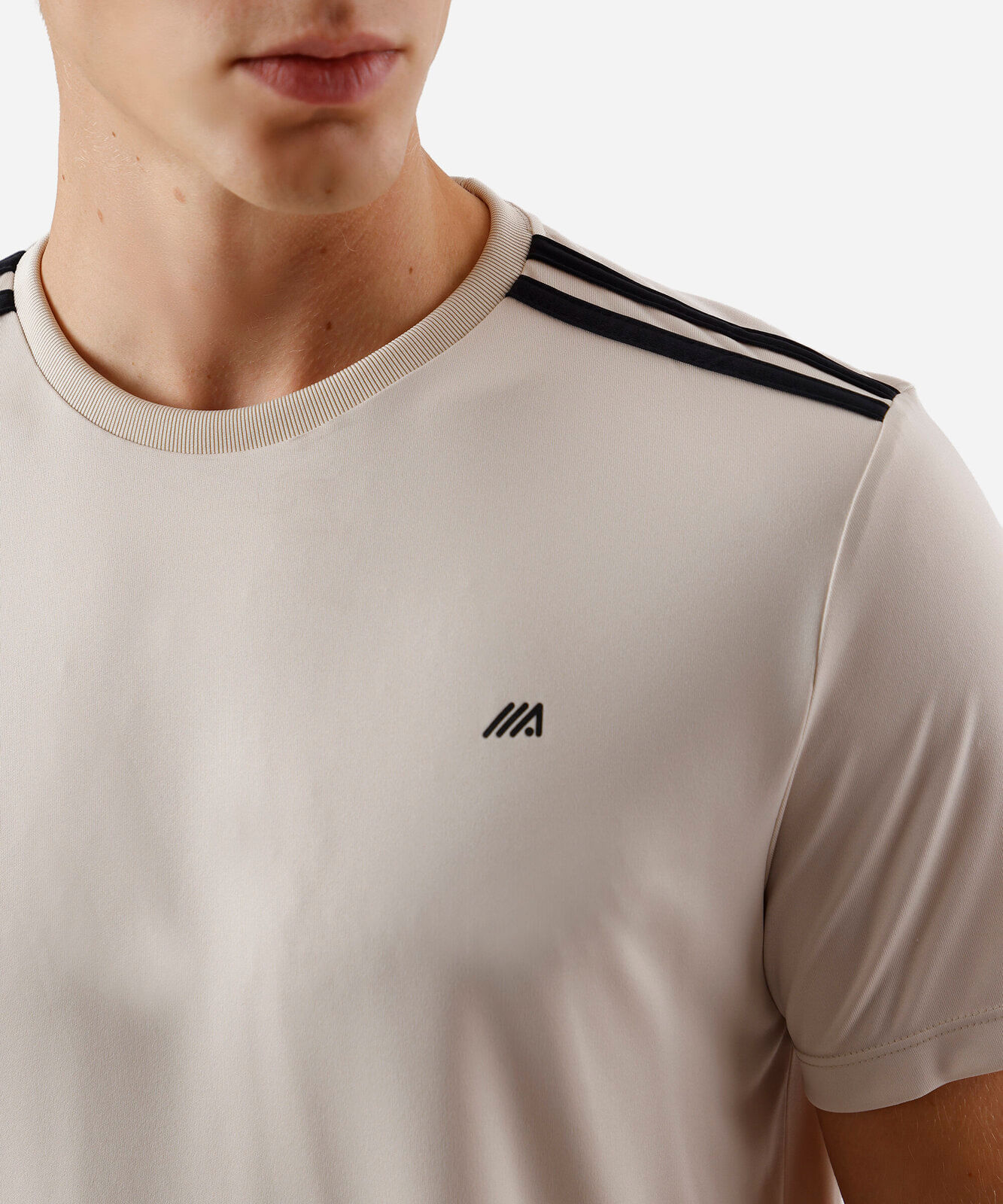 camiseta masculina com listras ace bege