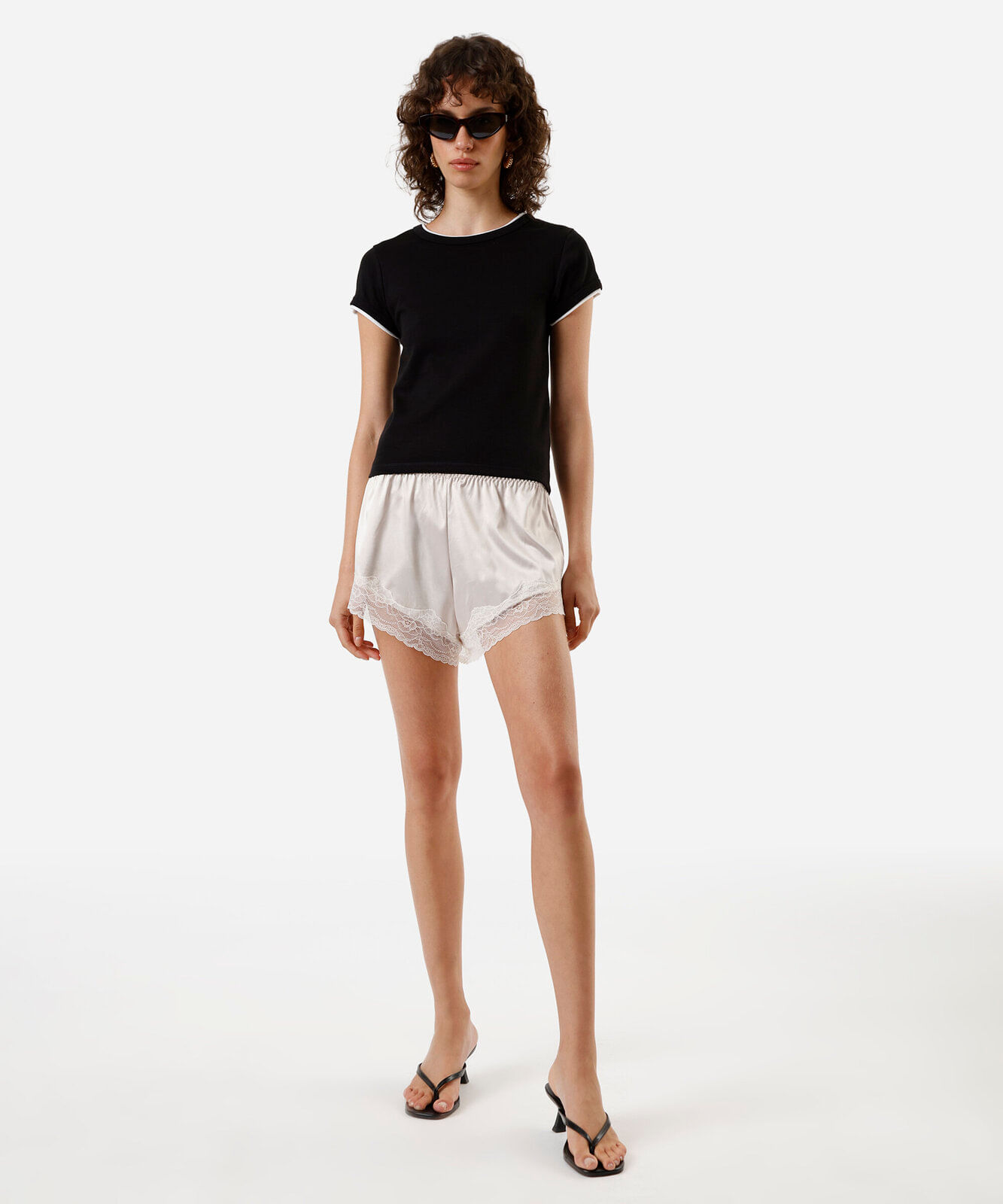 blusa feminina com algodão bicolor preta