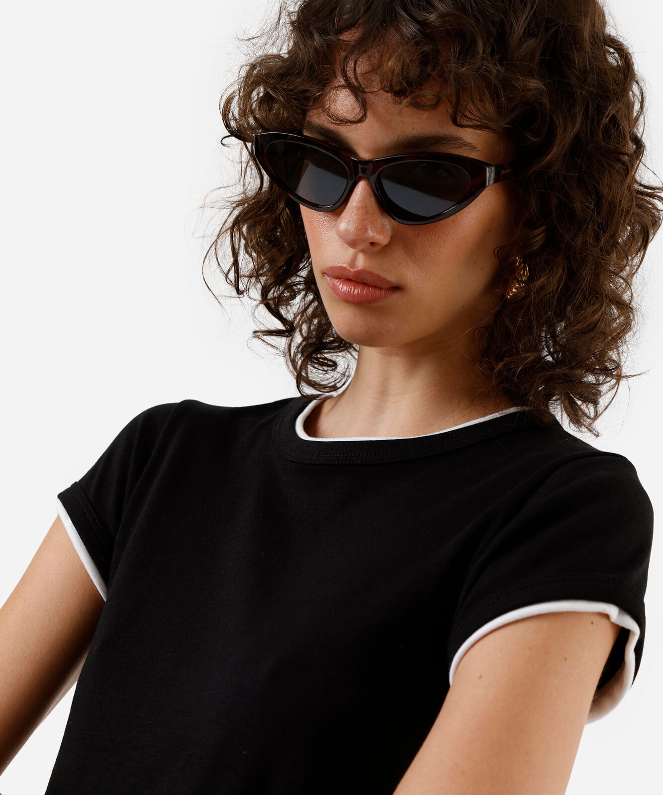 blusa feminina com algodão bicolor preta