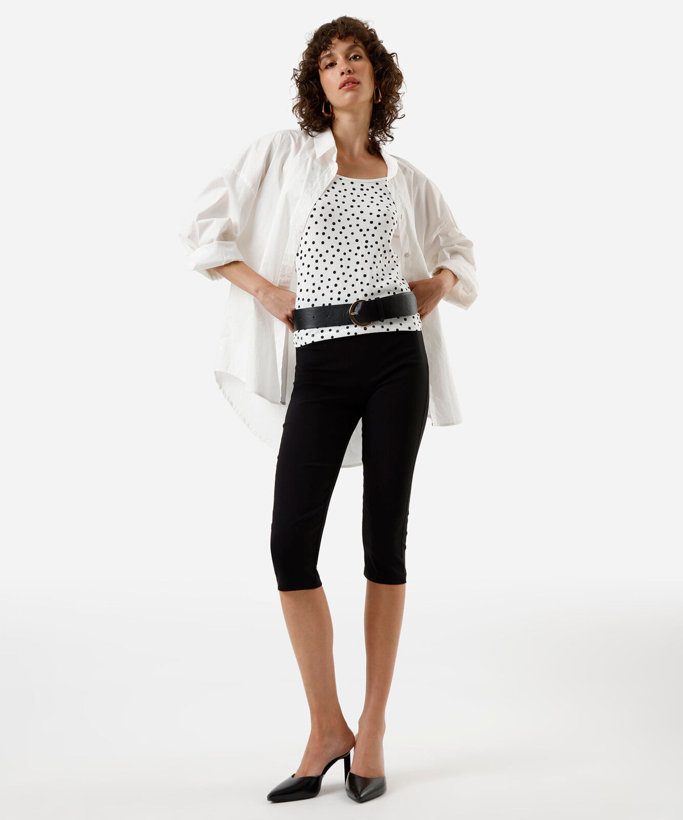 regata básica alça fina feminina de algodão poá  off white