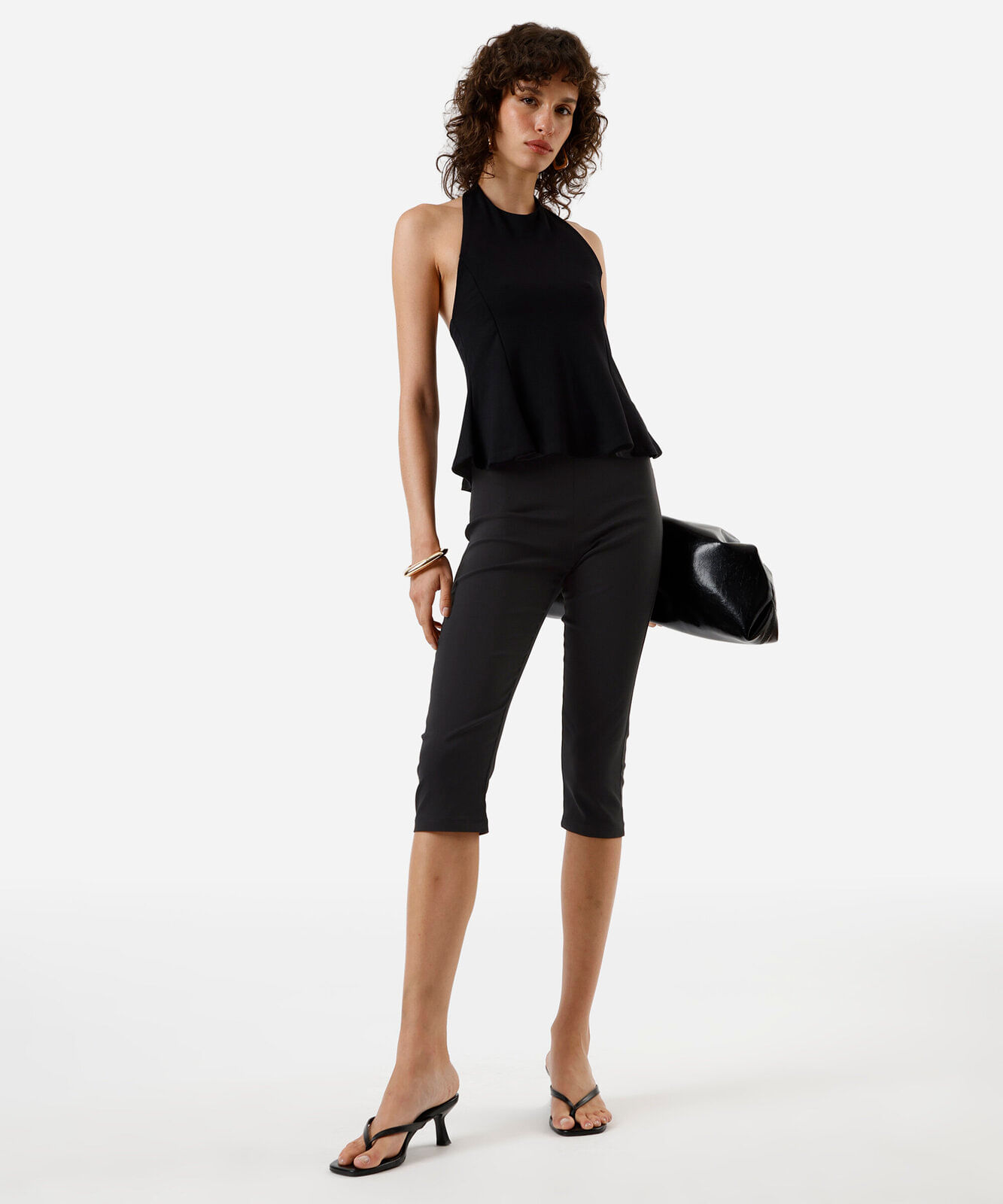 blusa peplum feminina de viscose frente única preta