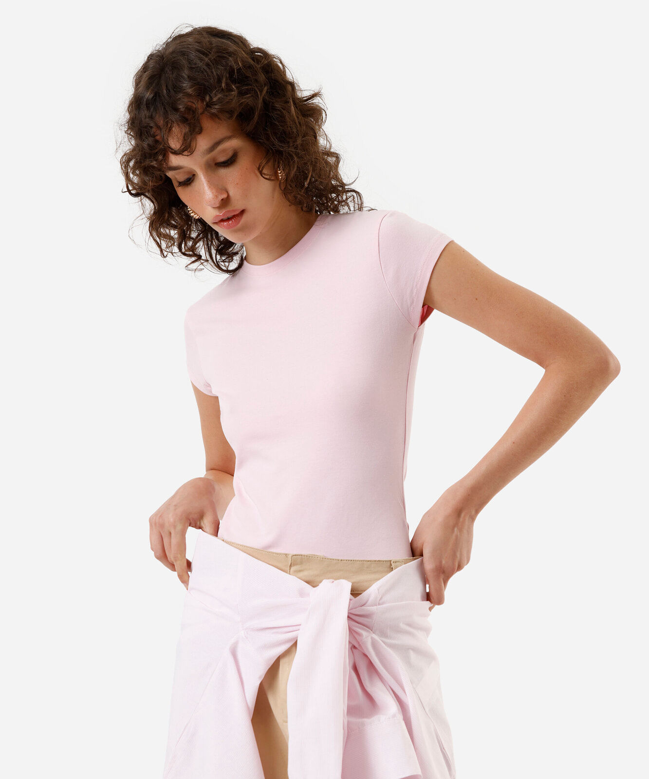 blusa básica feminina de algodão rosa