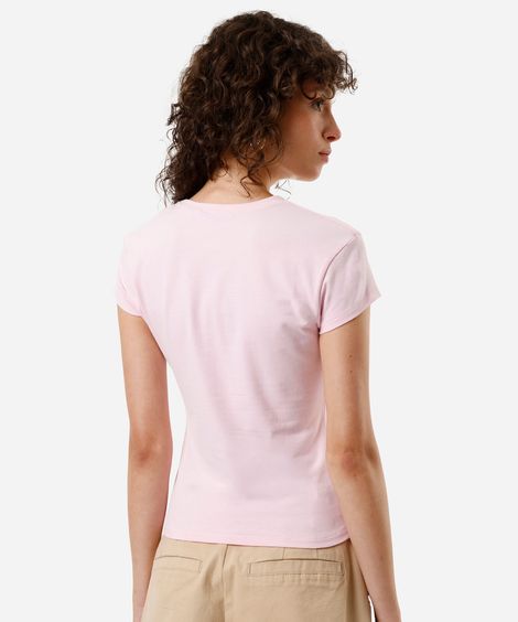 blusa básica feminina de algodão rosa