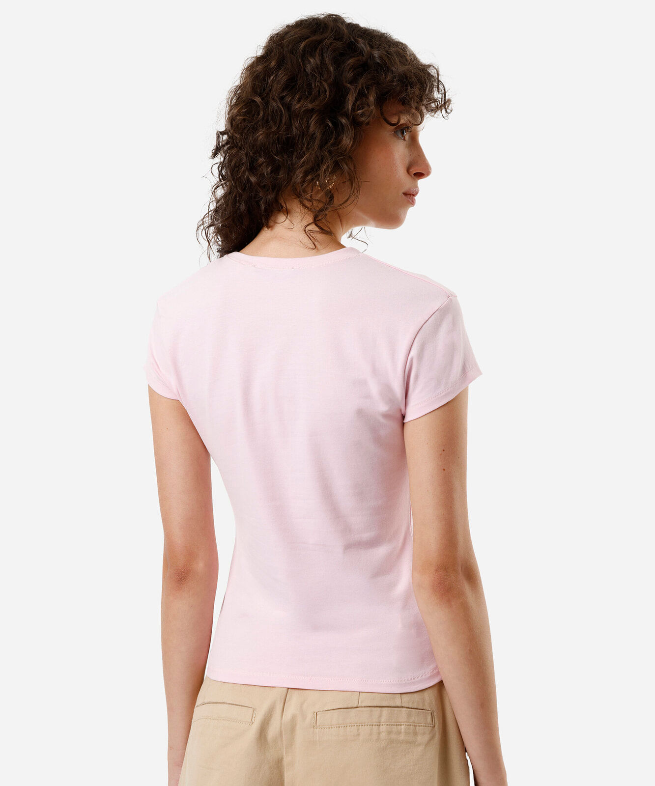 blusa básica feminina de algodão rosa