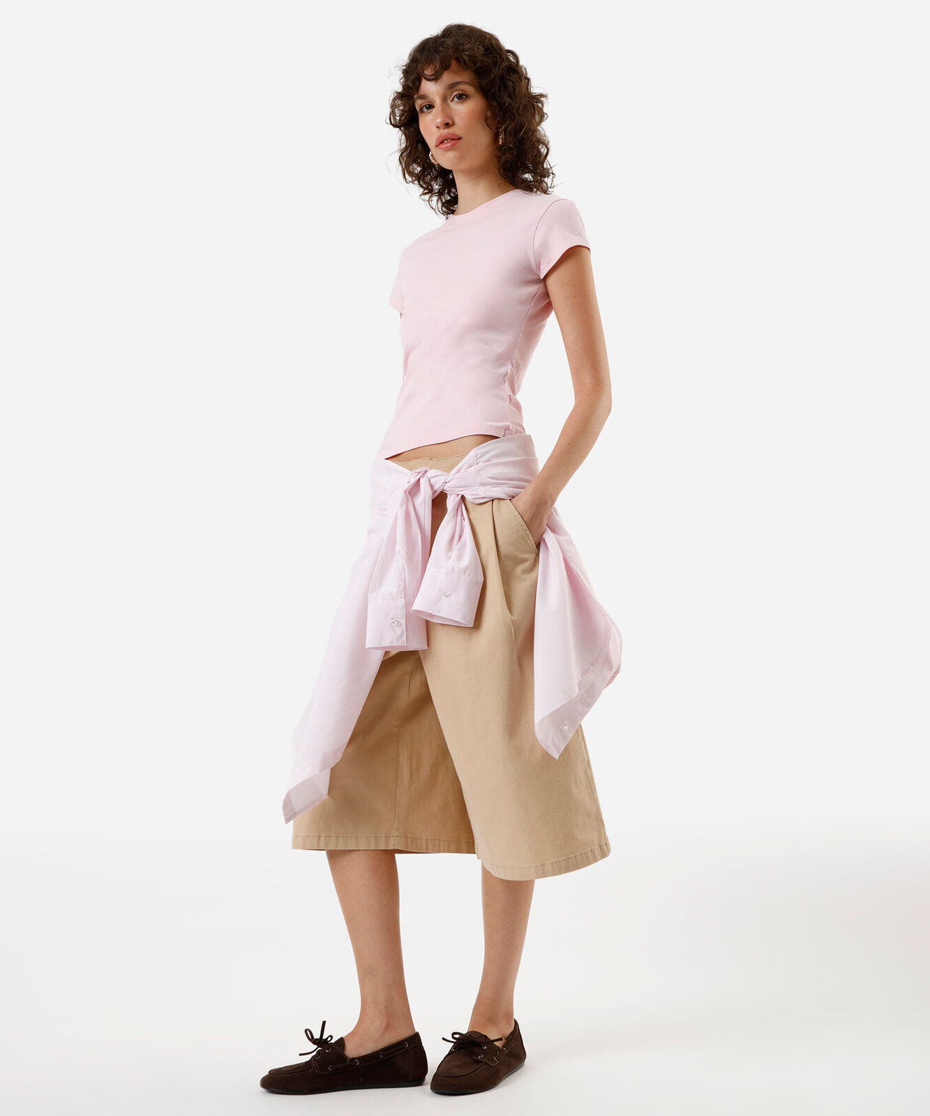 blusa básica feminina de algodão rosa