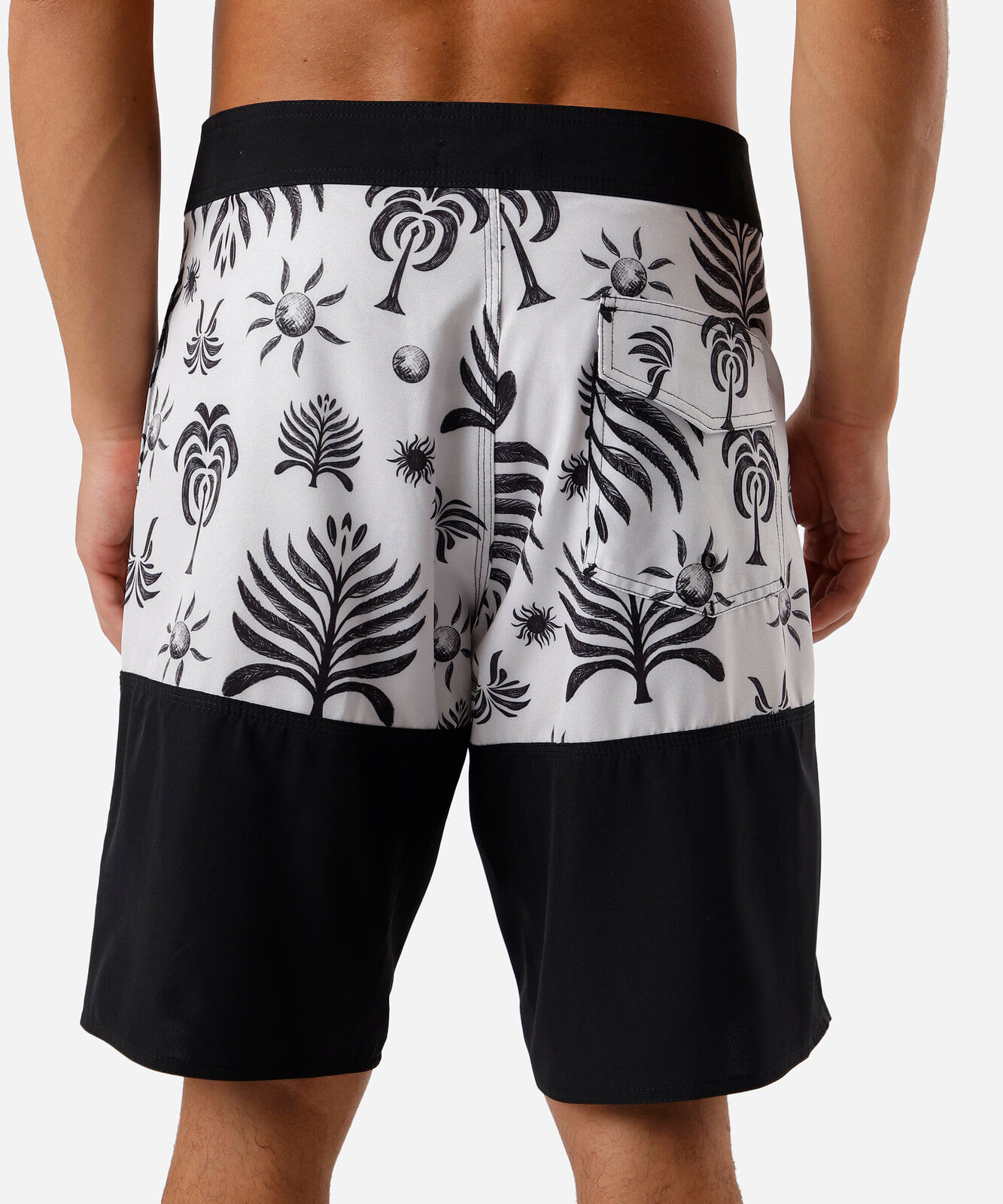 short boardshort masculino com recorte folhagens colorido