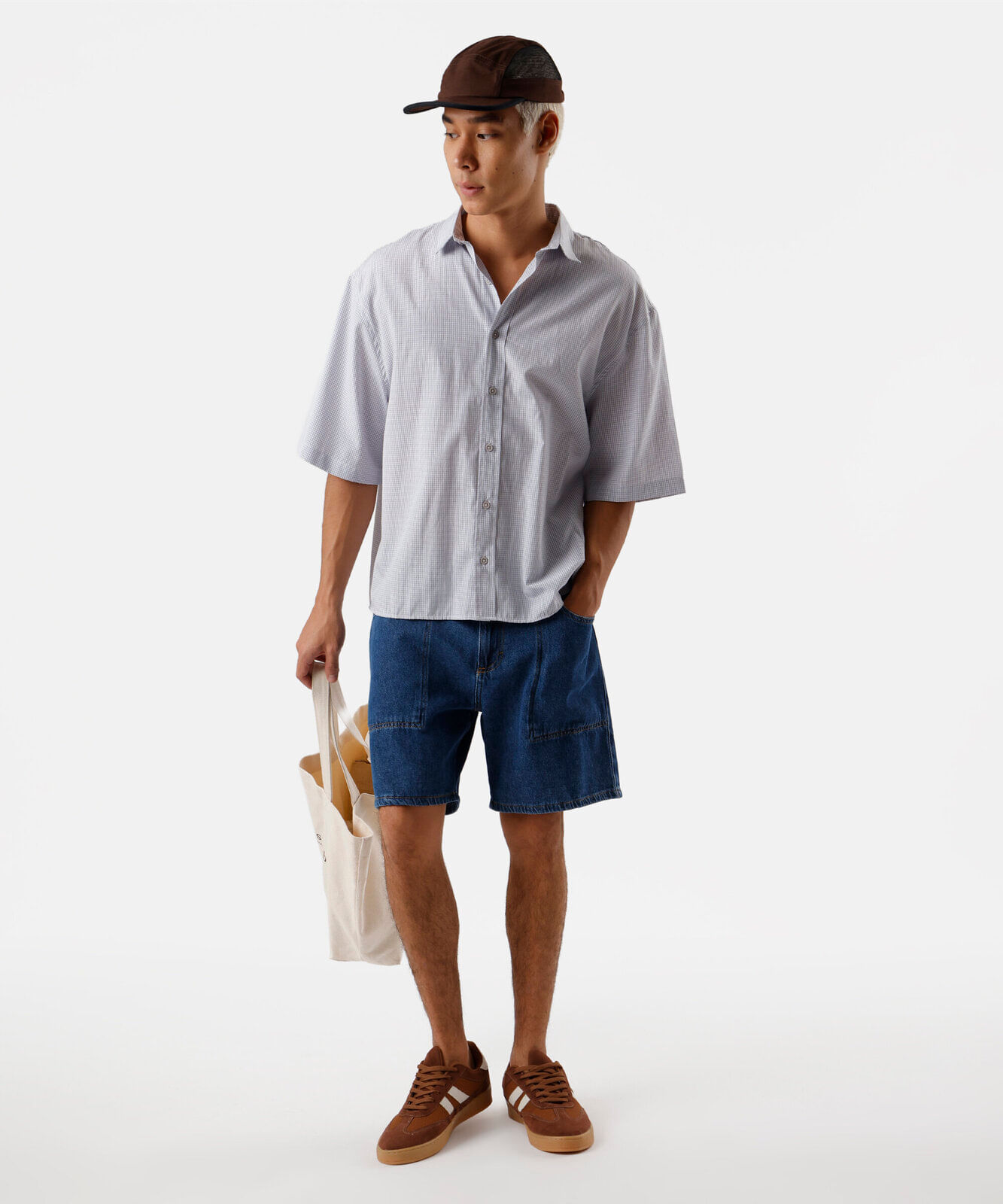 bermuda reta masculina jeans cós elástico azul