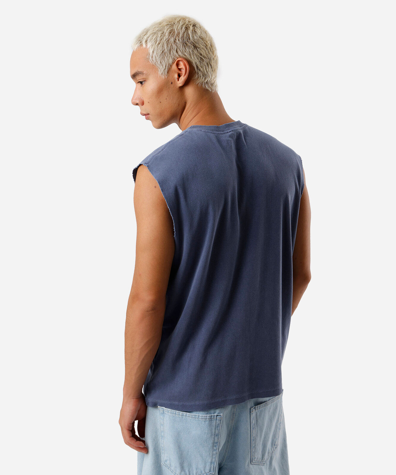 regata machão masculina de algodão estampa estonada azul