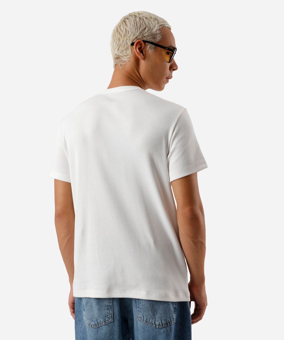 camiseta slim fit masculina com algodão canelada off white