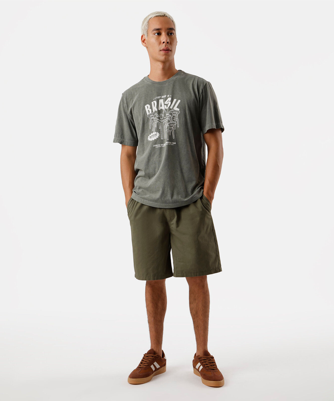 bermuda relaxed masculina de algodão verde