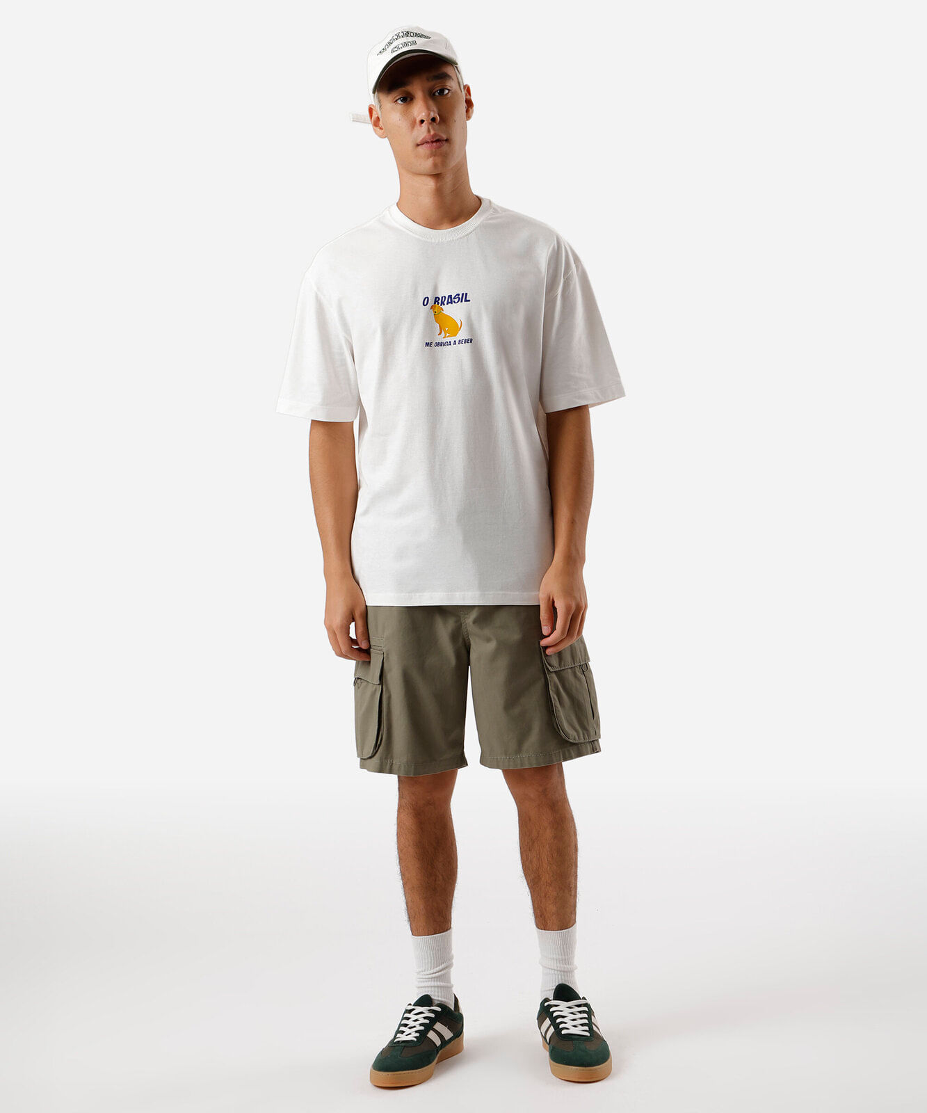 camiseta masculina de algodão estampada off white