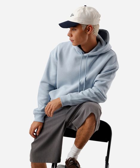 blusão masculino de moletom com capuz oversized azul