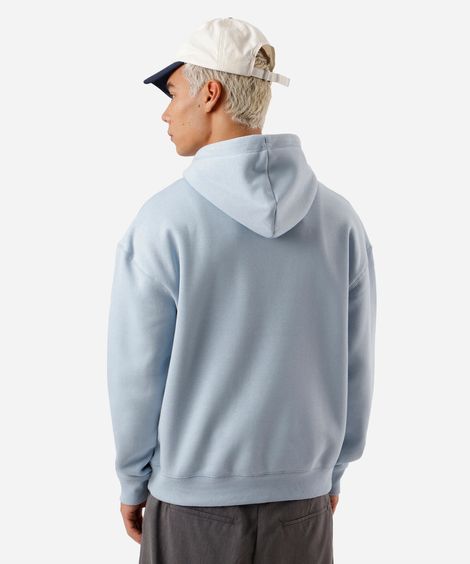 blusão masculino de moletom com capuz oversized azul