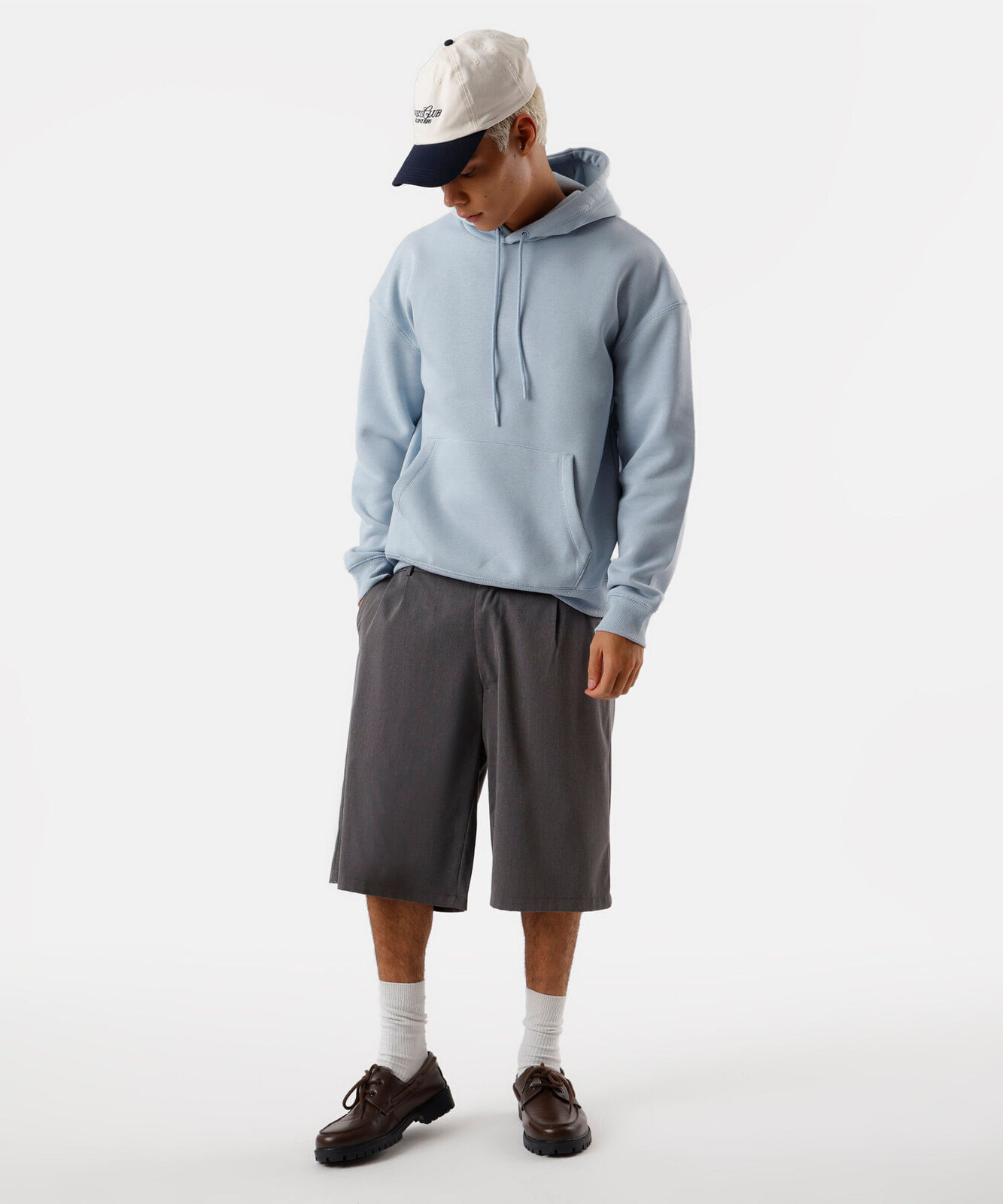 blusão masculino de moletom com capuz oversized azul