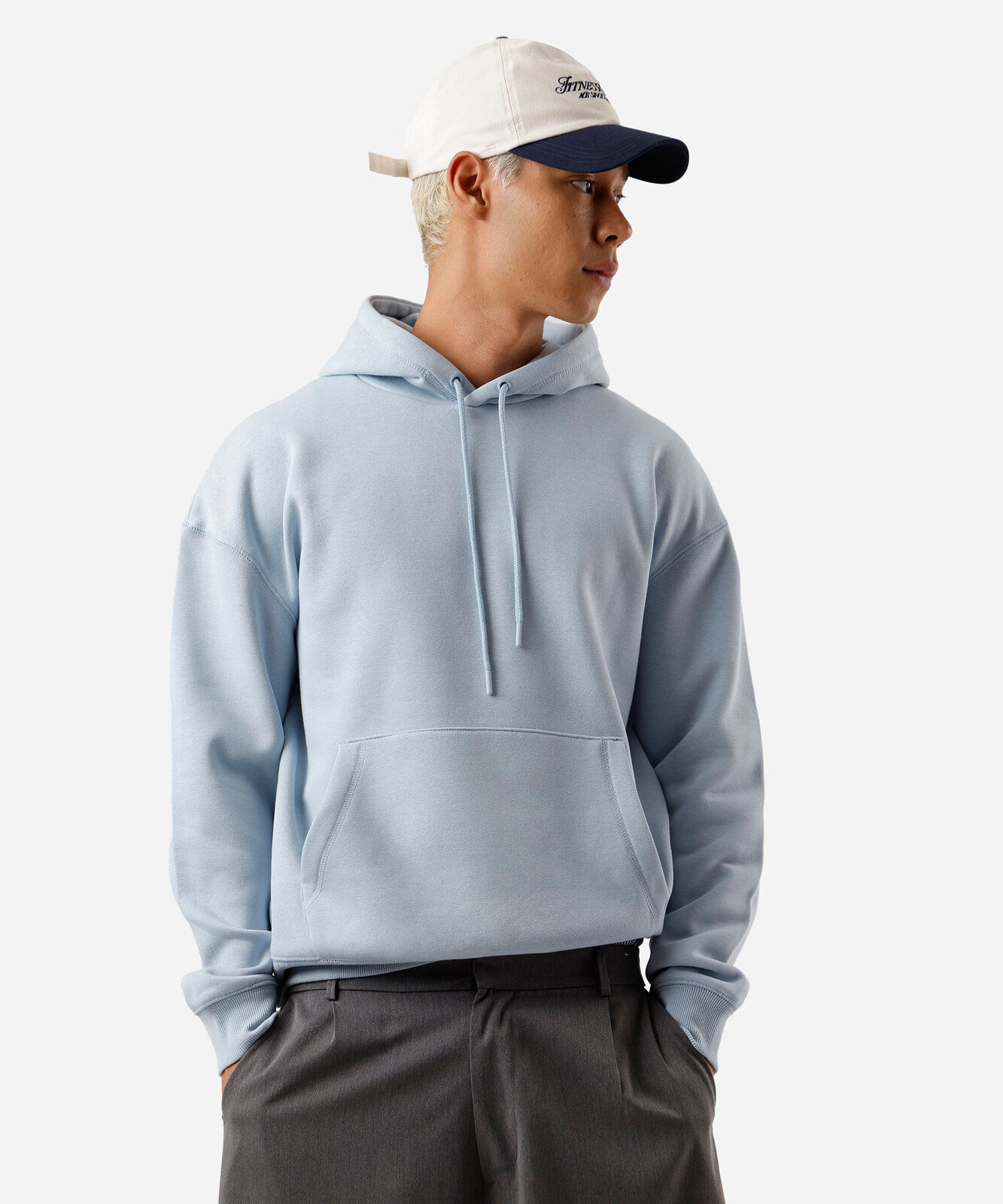 blusão masculino de moletom com capuz oversized azul