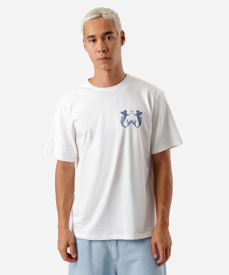camiseta masculina de algodão sereias off white
