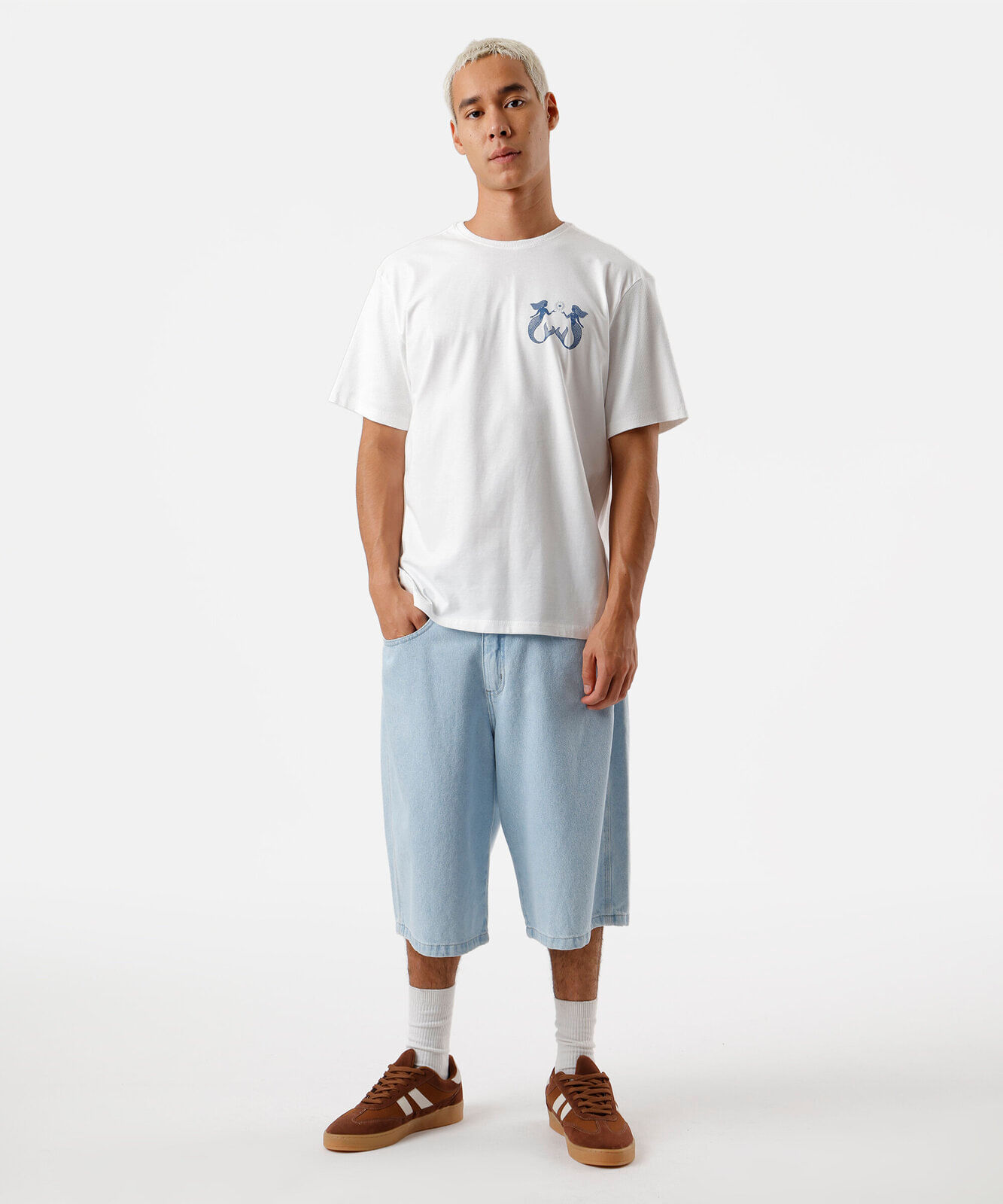 camiseta masculina de algodão sereias off white