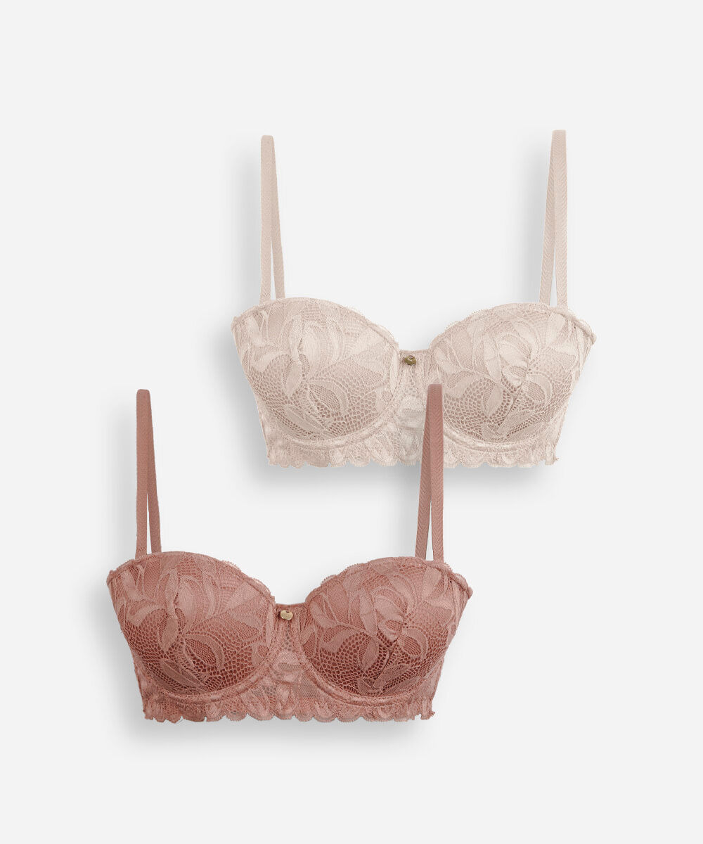 kit de 2 sutiãs meia taça feminino de renda alças removíveis colorido