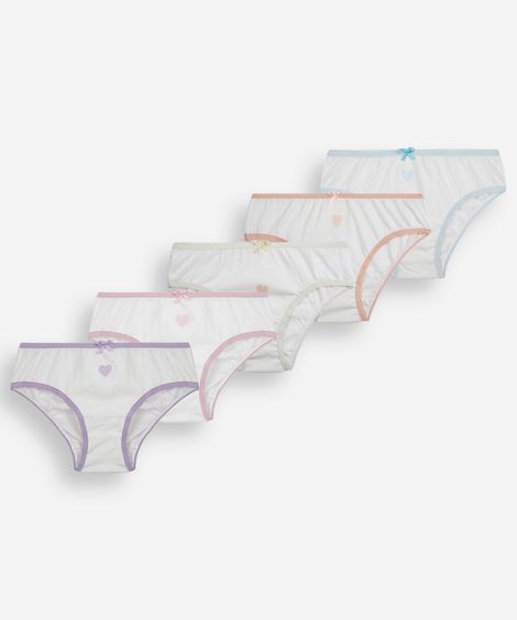 kit de 5 calcinhas infantis estampadas de algodão colorido