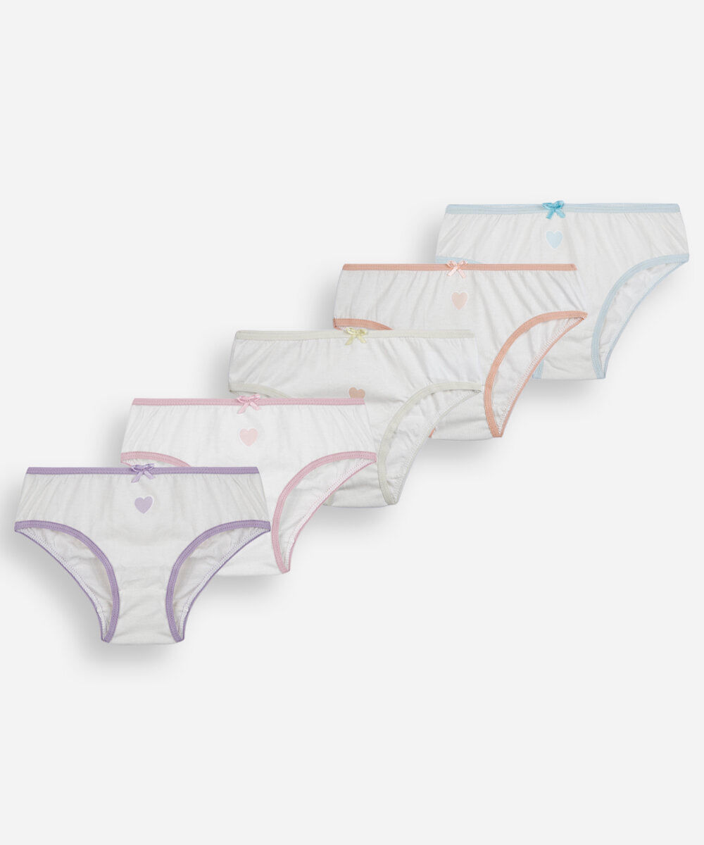 kit de 5 calcinhas infantis estampadas de algodão colorido