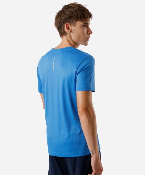 camiseta esportiva masculina run texturizada azul