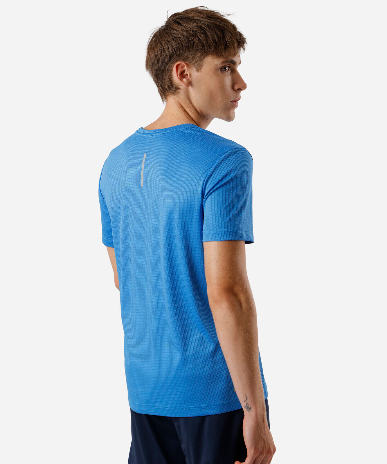camiseta esportiva masculina run texturizada azul