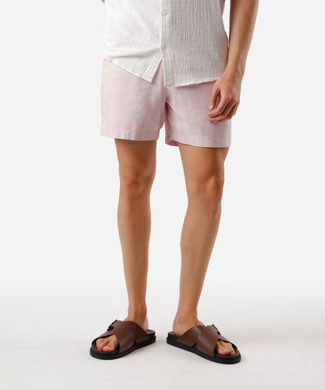 bermuda masculina reta algodão rosa
