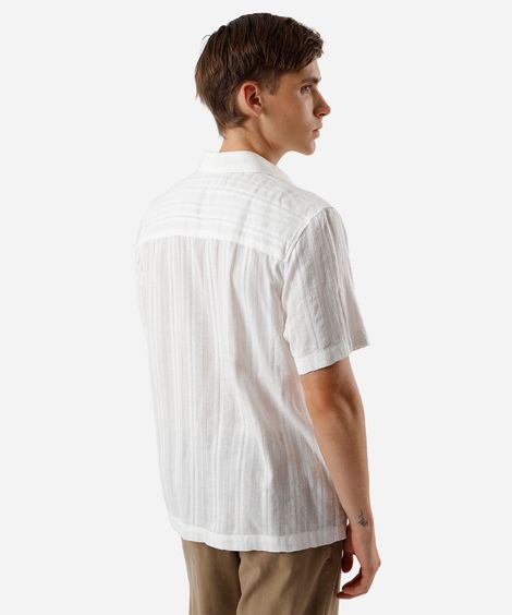 camisa masculina algodão manga curta branca