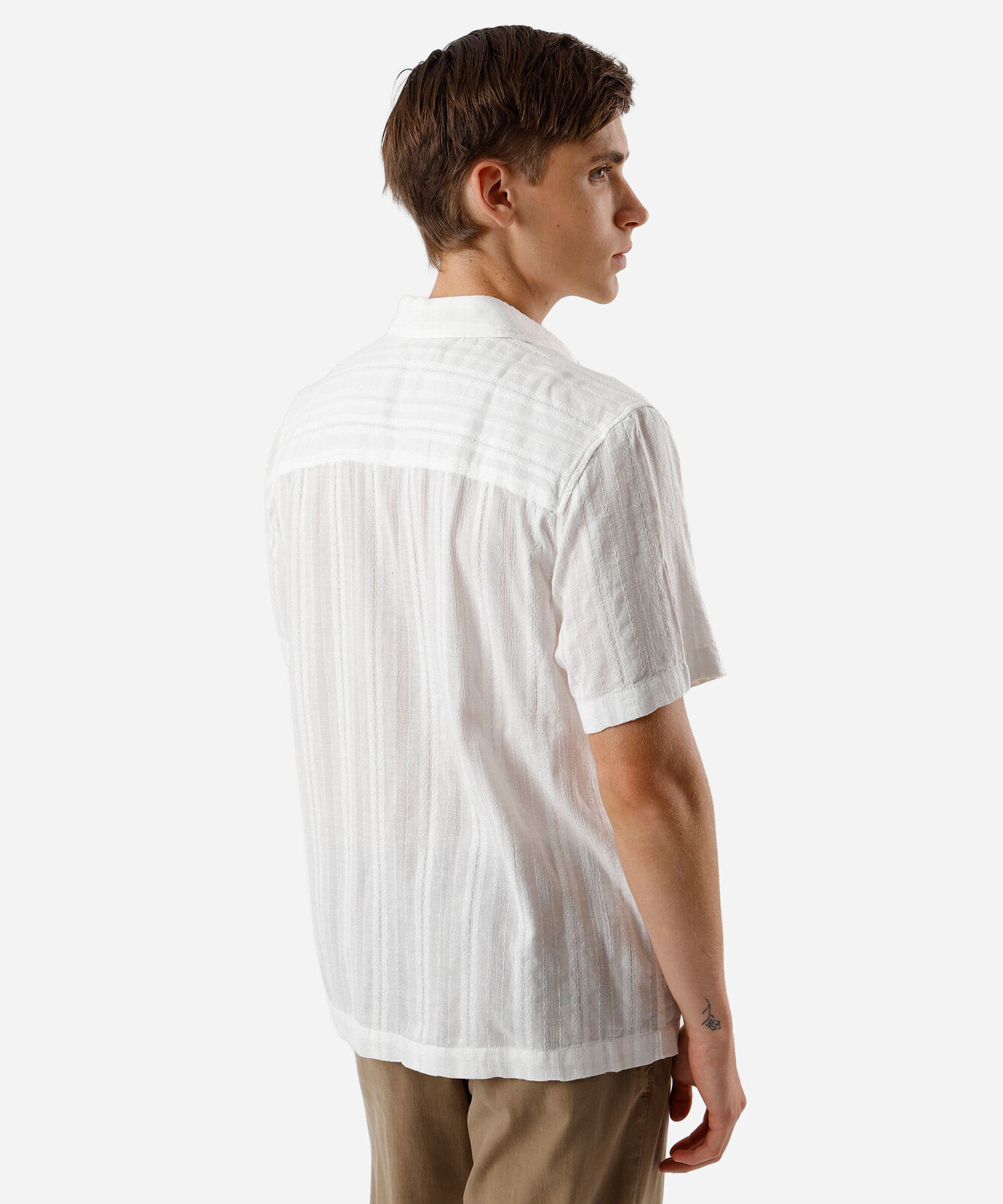 camisa masculina algodão manga curta branca
