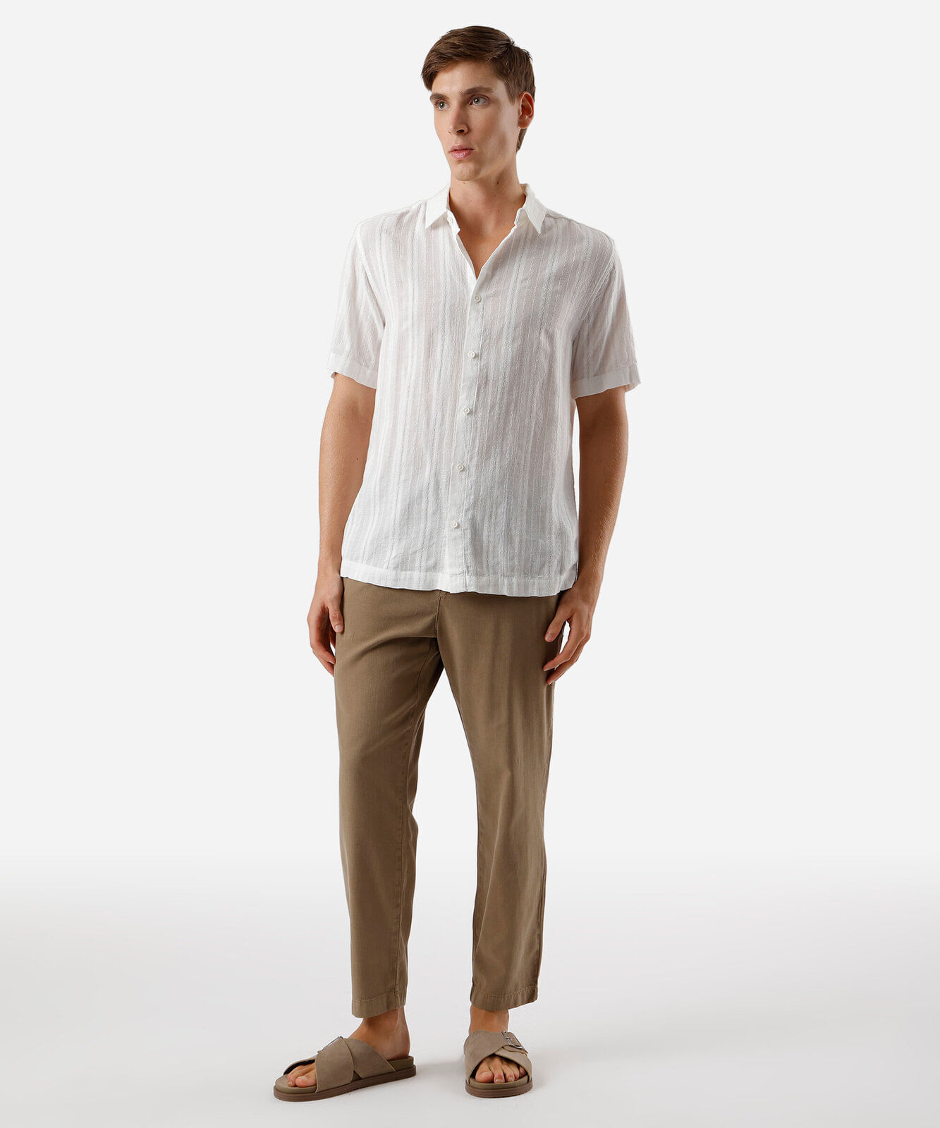 camisa masculina algodão manga curta branca