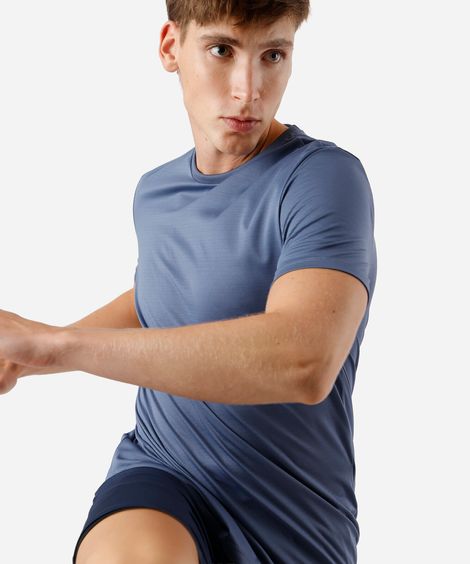 camiseta masculina básica esportiva manga curta azul