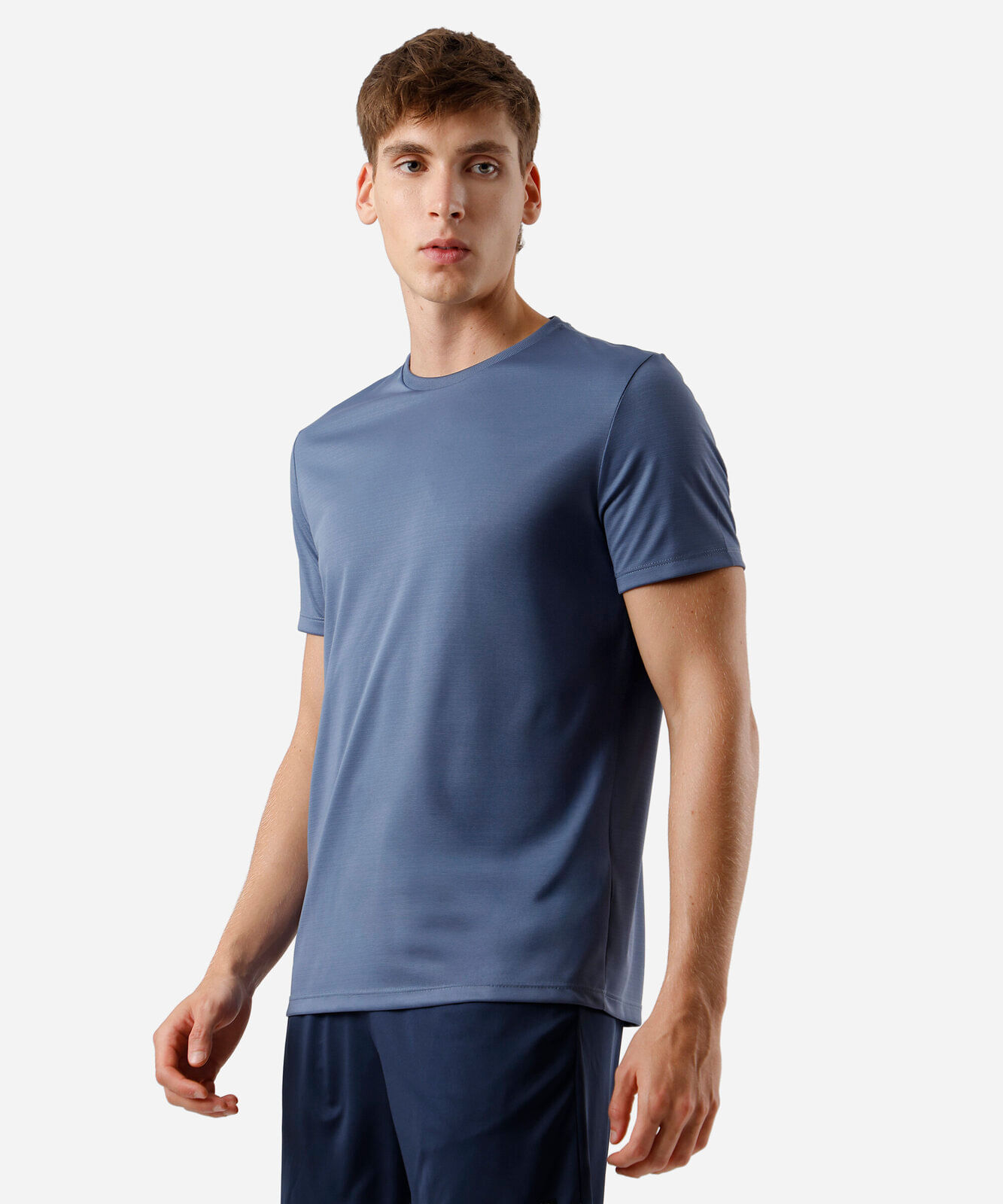 camiseta masculina básica esportiva manga curta azul