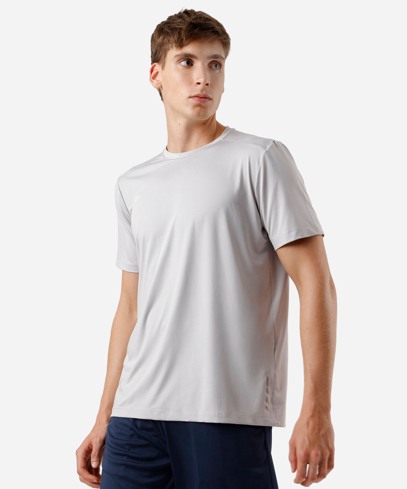 camiseta esportiva masculina com proteção uv cinza