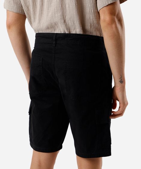 bermuda cargo masculina de sarja preta