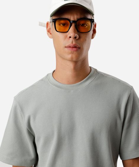 camiseta masculina manga curta texturizada verde
