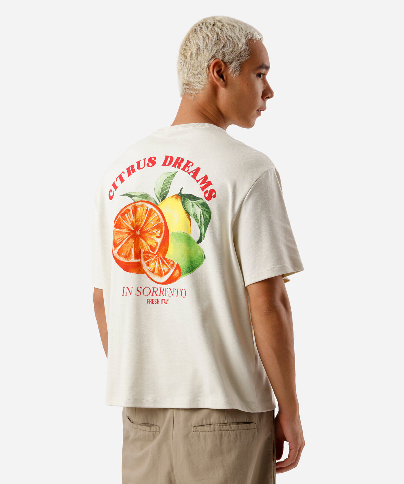 camiseta masculina de algodão citrus dreams bege