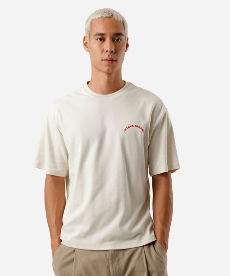 camiseta masculina de algodão citrus dreams bege