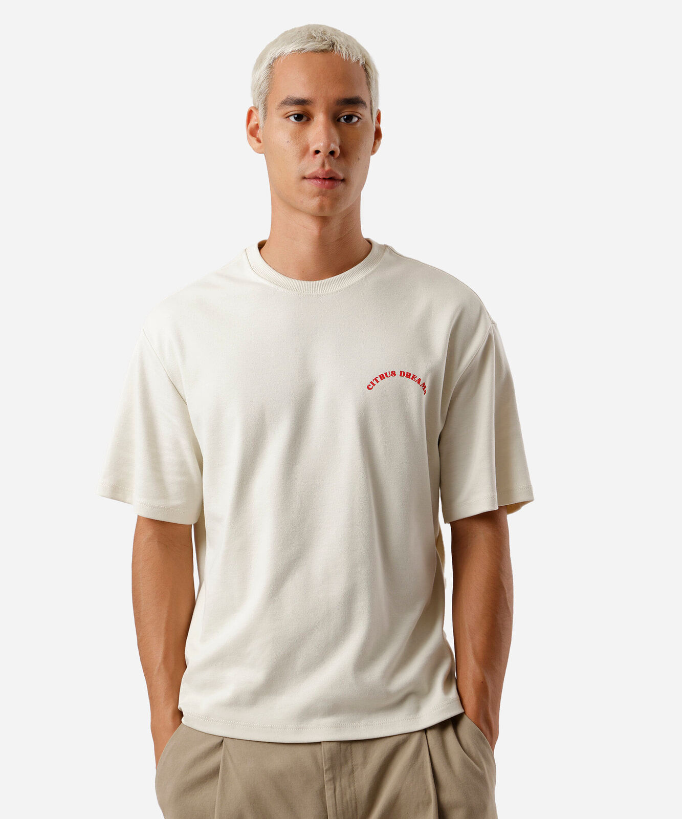 camiseta masculina de algodão citrus dreams bege